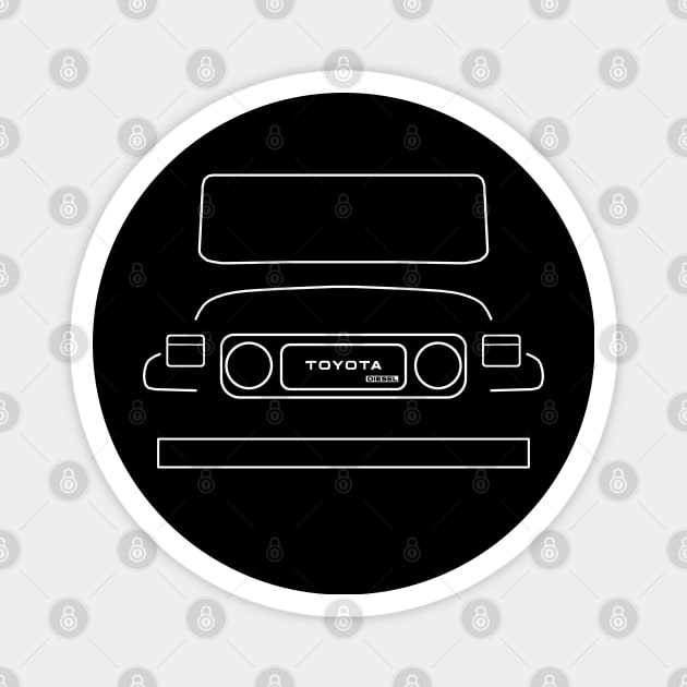 Toyota Land Cruiser J40 classic 1980 4WD outline graphic (white) Magnet by soitwouldseem